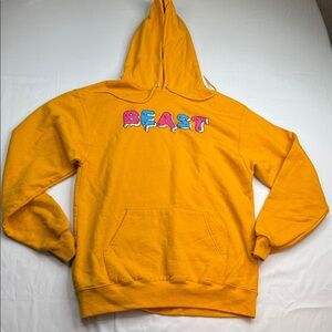 Mr. Beast Champion Mens Hoodie with front pocket, Yellow, medium no size tag